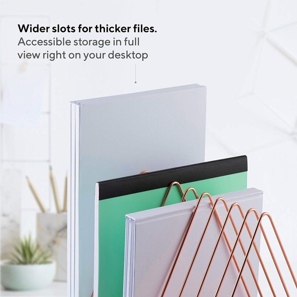 Magazine Rack, Organizer, File Holder, Gold Color, 9 Compartments, Wire Steel - Picture 6 of 7